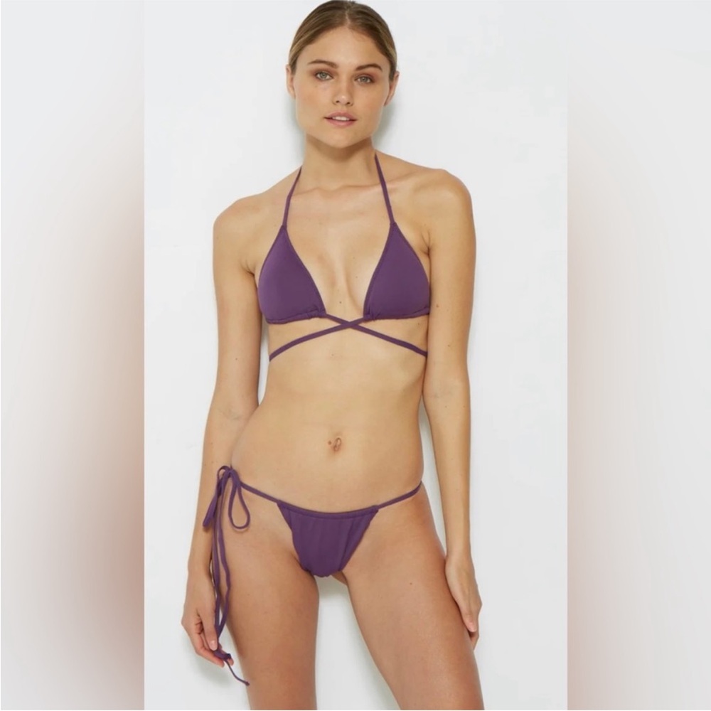 LAYA Swim Bikini Lady Top Sz M/L Babaji Brazil Bottoms Sz M Lavender Purple NWT